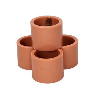 Lot of 4 Vtg Retro 1970s Light Rose Pink Round Melamine Napkin Rings Hong Kong